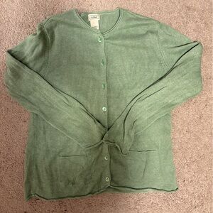 L.L.Bean green linen and cotton cardigan Size L #linen #cardigan